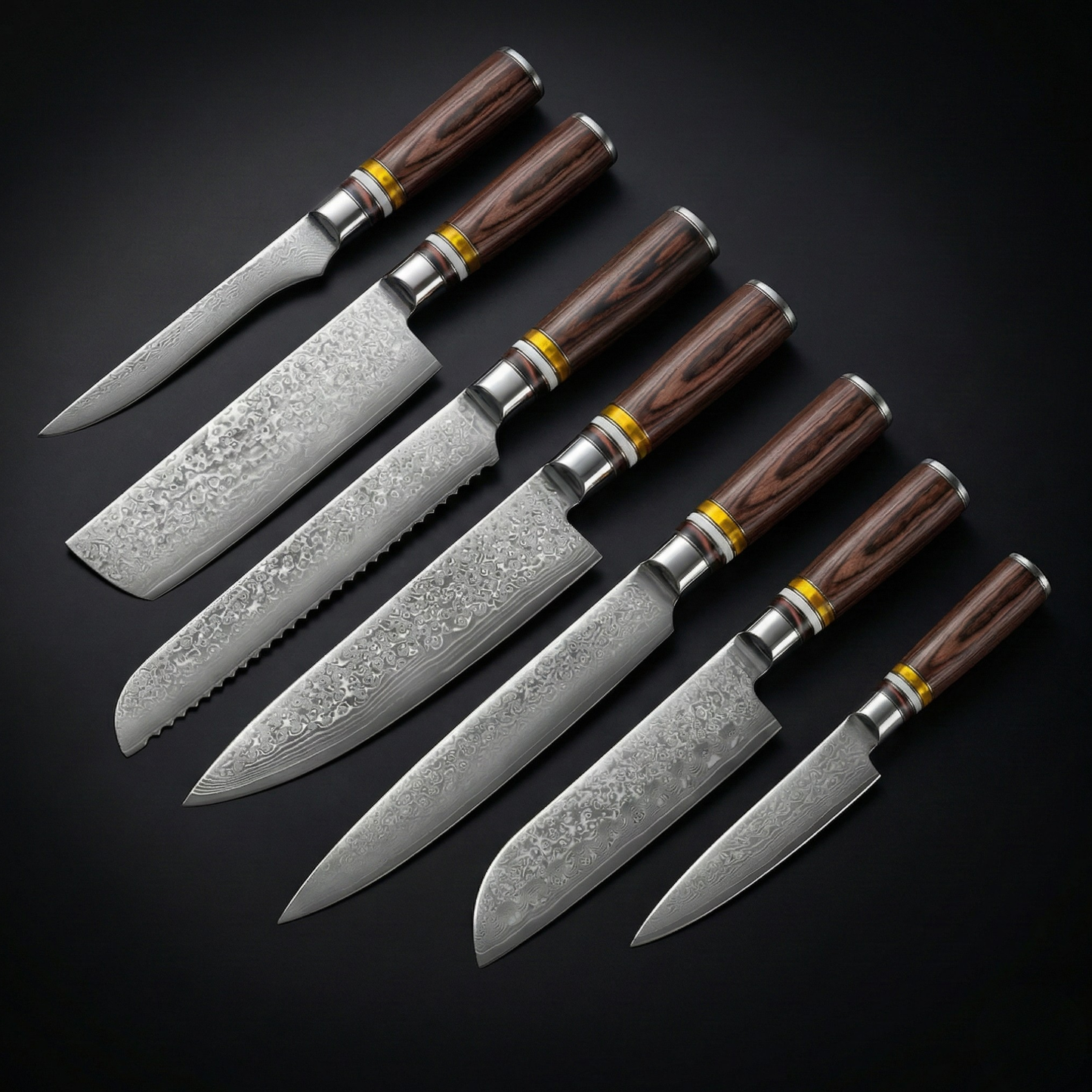 Professionele Japanse 7-delige Damascus Master messenset
