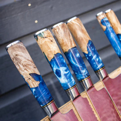Limited Edition Japanse Damascus Messenset – 6-delige Saphire Serie