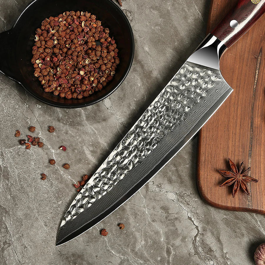 Japans Damascus Kazoku Gyuto koksmes – 21,2 cm precisieblad