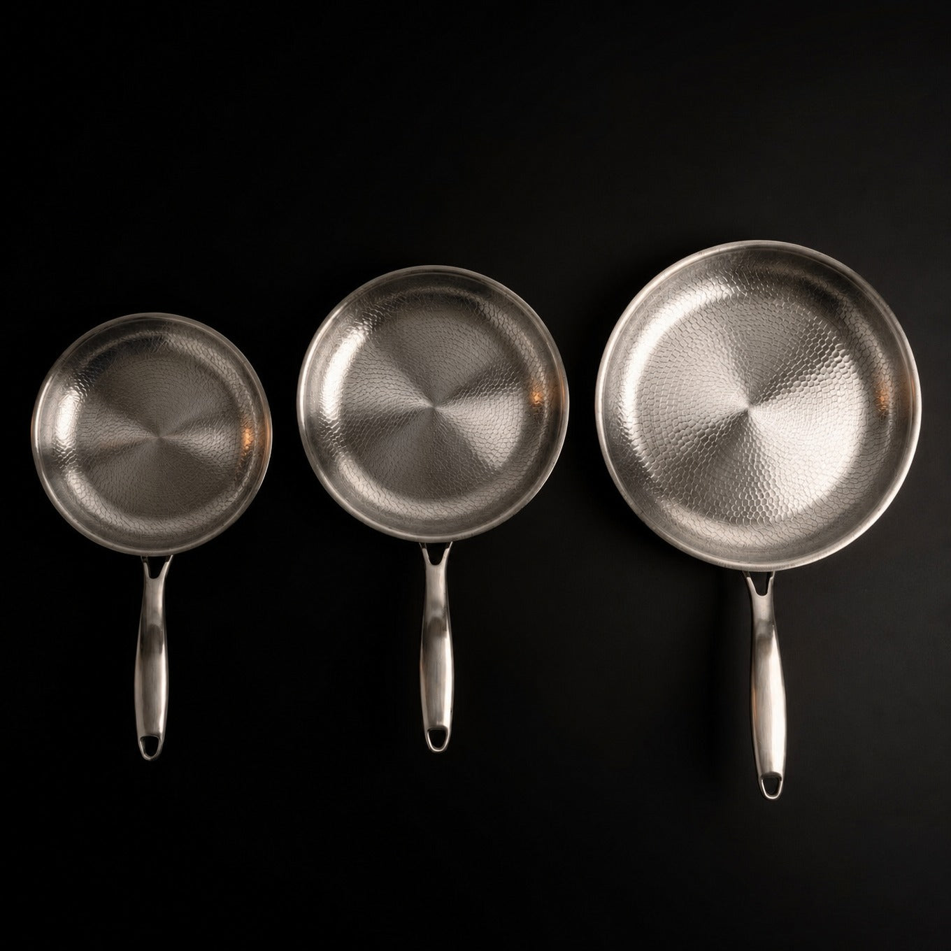 Gehamerde Titanium pannenset – 3-delig