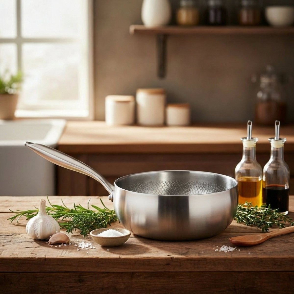 Gehamerde Titanium Sauteerpan